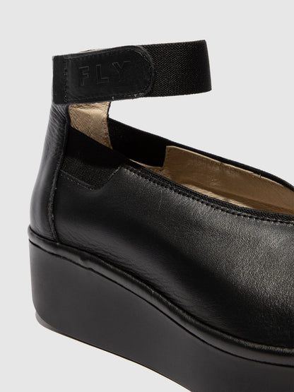 Sapatos com velcro em pele FLY London JOZI preto