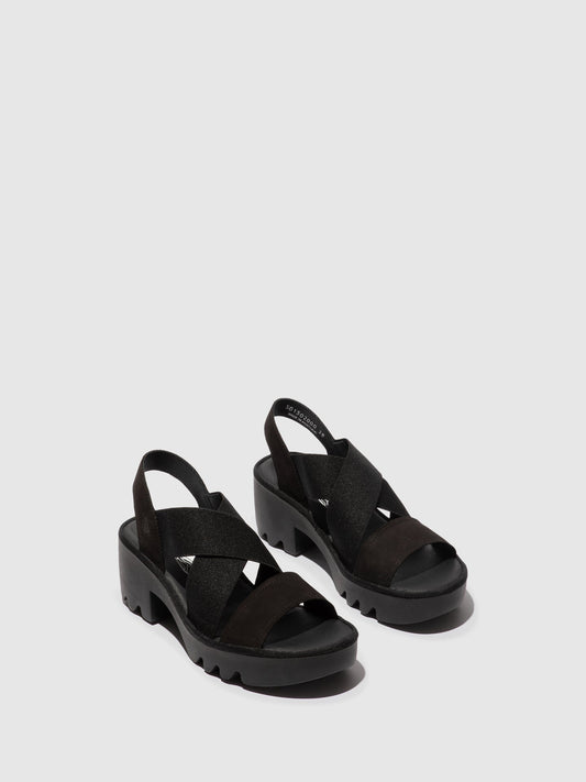Sandálias de tiras cruzadas em pele FLY London TAJI preto