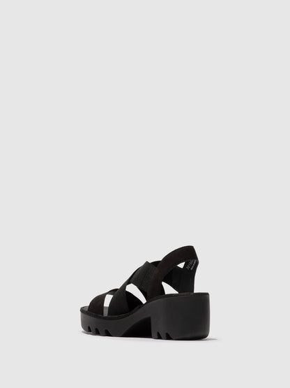 Sandálias de tiras cruzadas em pele FLY London TAJI preto