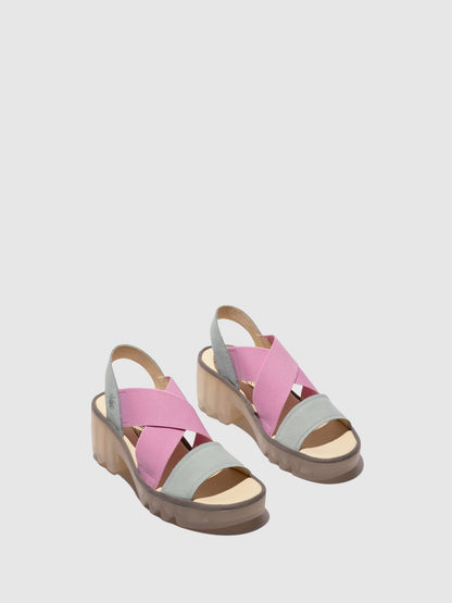 Sandálias de tiras cruzadas em pele FLY London TAJI azul claro e rosa