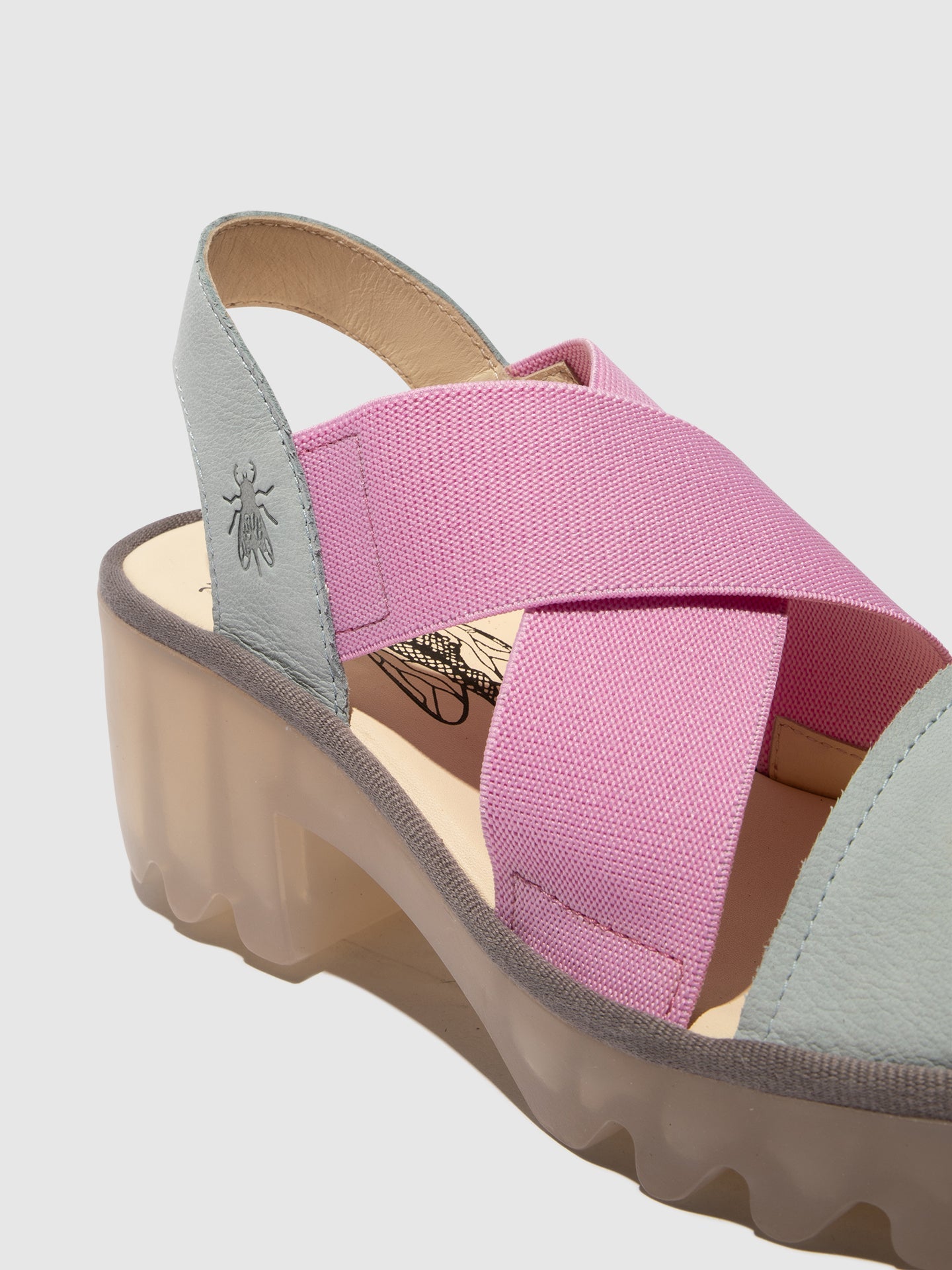 Sandálias de tiras cruzadas em pele FLY London TAJI azul claro e rosa