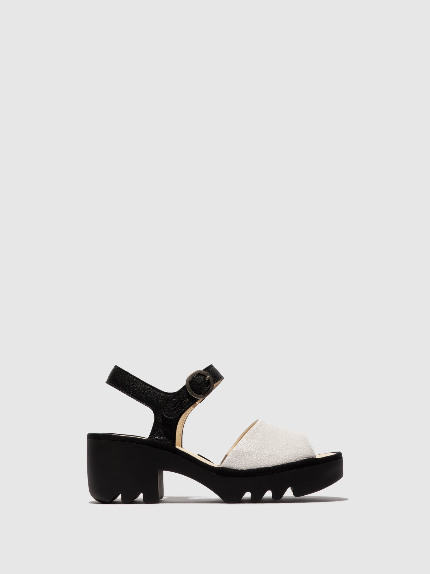 Sandálias em pele FLY London TULL branco preto