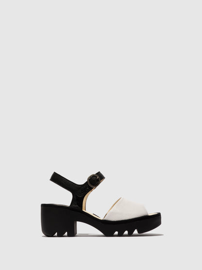 Sandálias em pele FLY London TULL branco preto