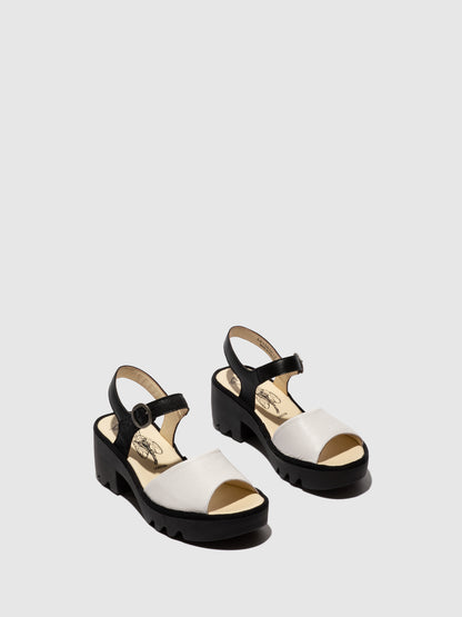Sandálias em pele FLY London TULL branco preto