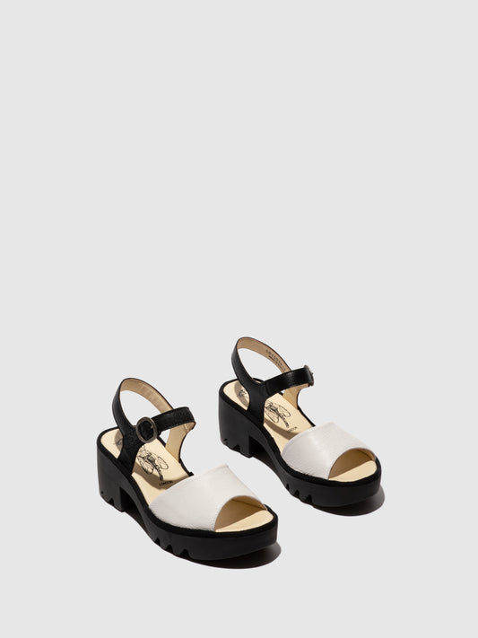 Sandálias em pele FLY London TULL branco preto