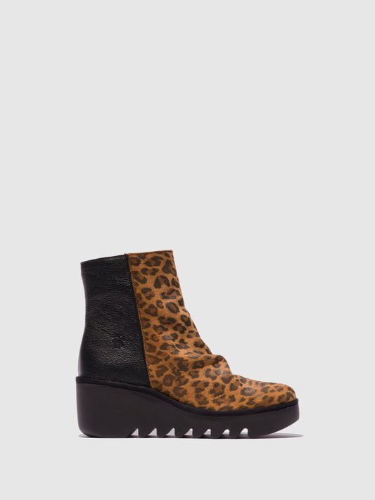 Botas em pele e camurça FLY London BAAN camel/preto