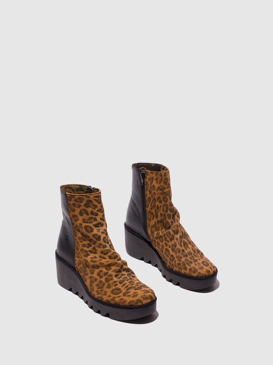 Botas em pele e camurça FLY London BAAN camel/preto