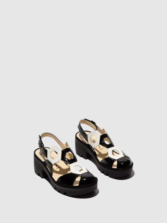 Sandálias em pele FLY London TRUL preto branco