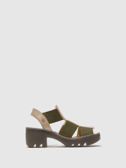 Sandálias em pele FLY London TEEV taupe khaki