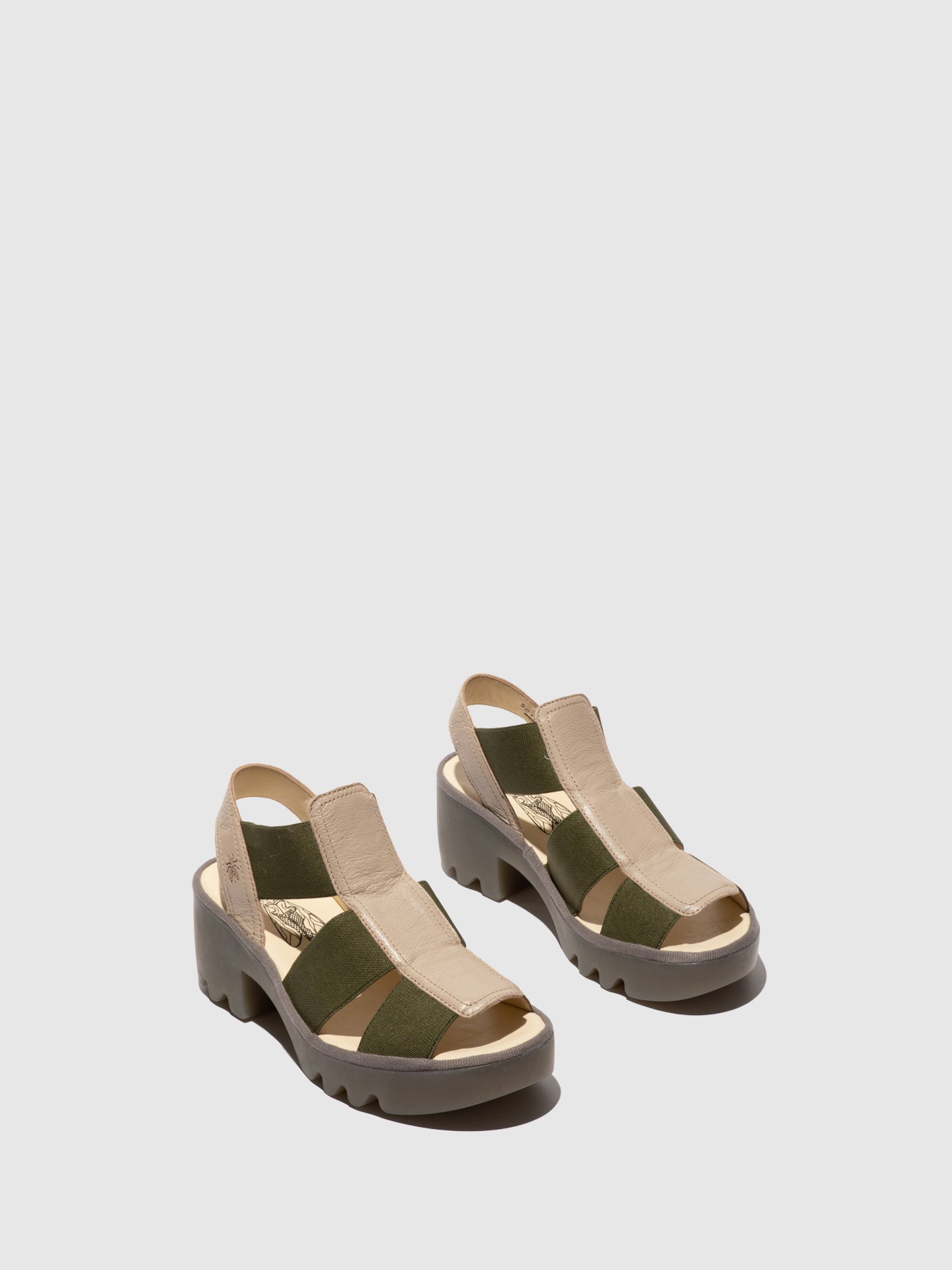 Sandálias em pele FLY London TEEV taupe khaki