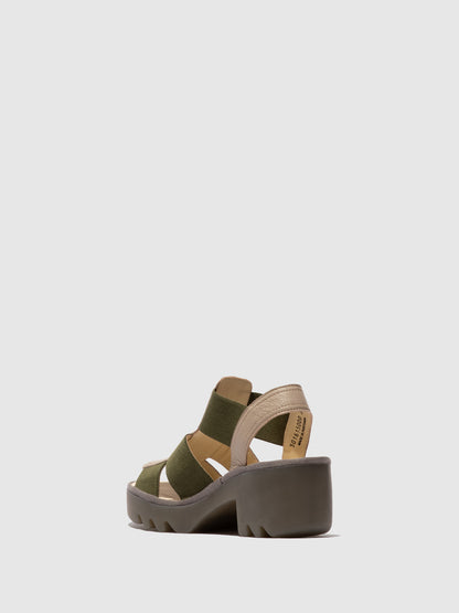 Sandálias em pele FLY London TEEV taupe khaki