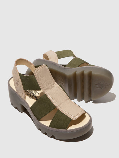Sandálias em pele FLY London TEEV taupe khaki