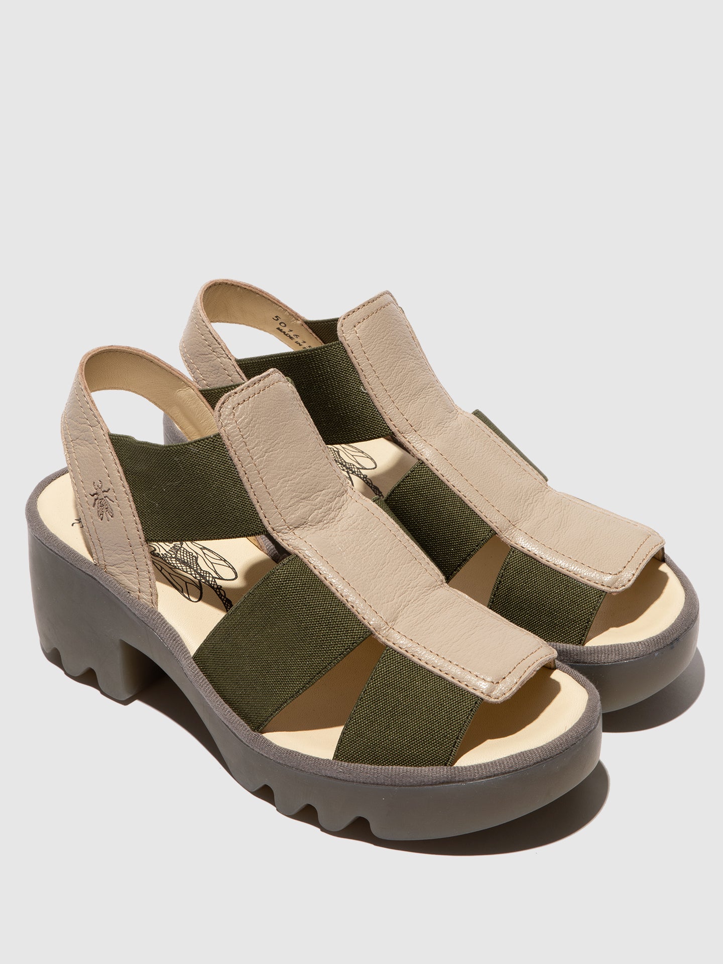 Sandálias em pele FLY London TEEV taupe khaki