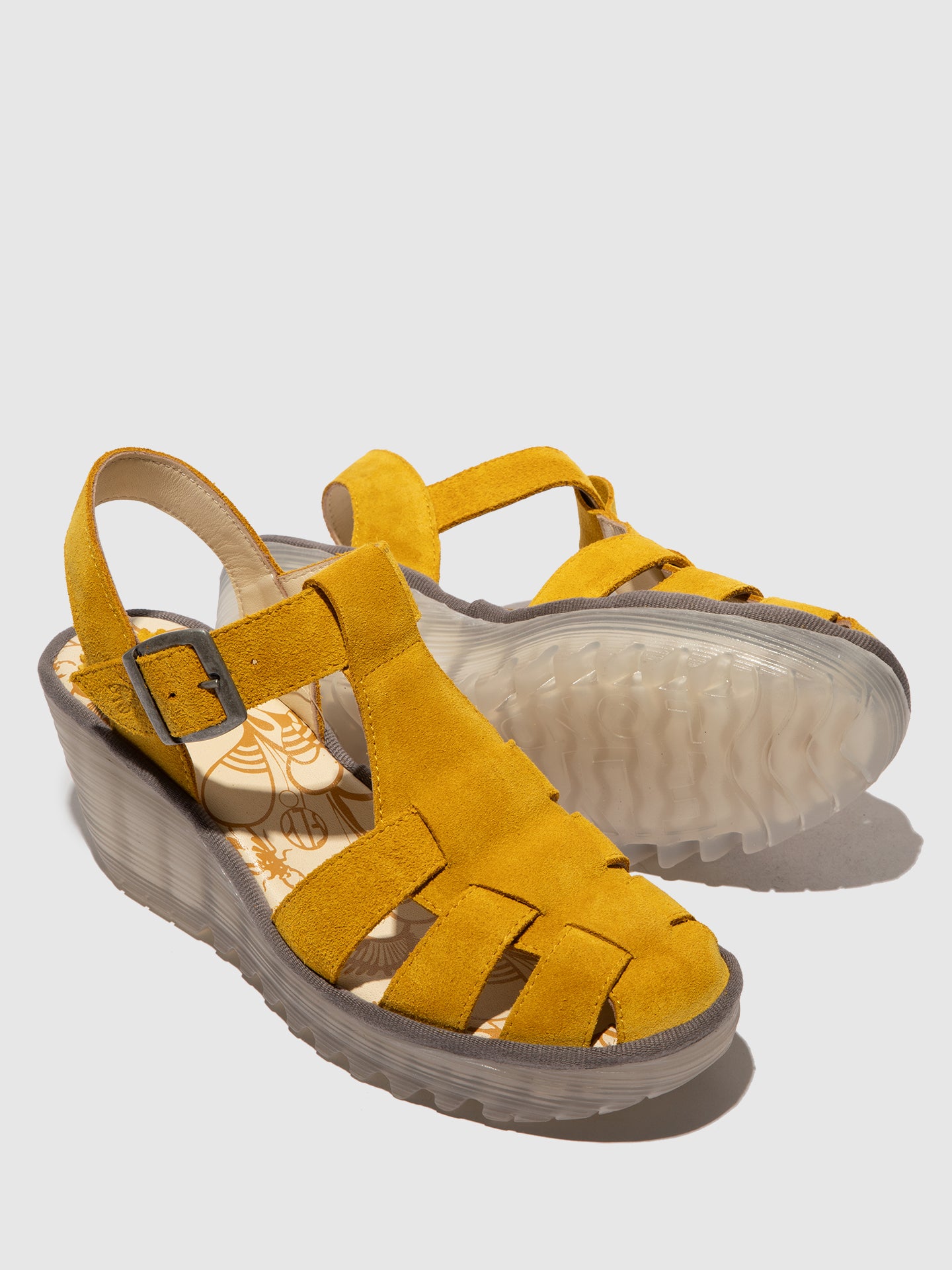 Sandálias em pele FLY London YERU amarelo