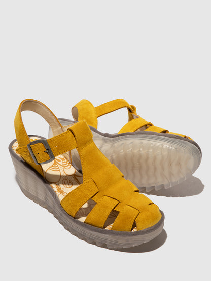 Sandálias em pele FLY London YERU amarelo