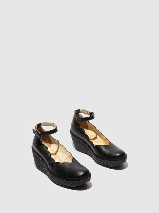 Sapatos de salto médio em pele FLY London YOLD preto