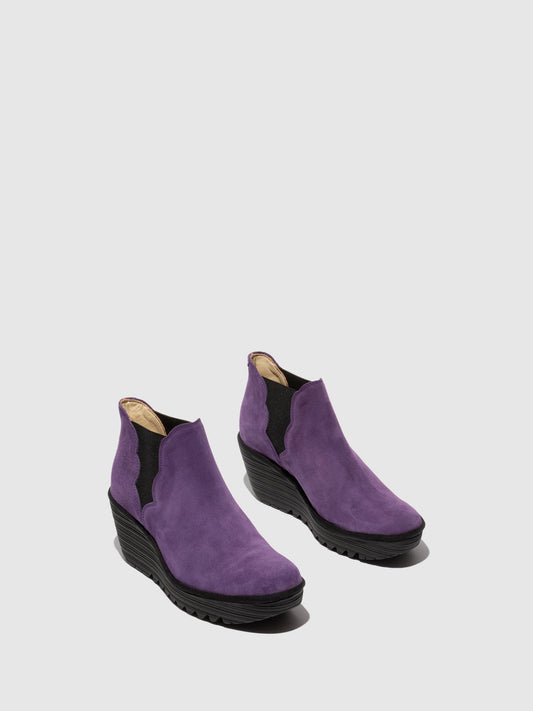 Sapatos de salto médio em camurça FLY London YURE aubergine