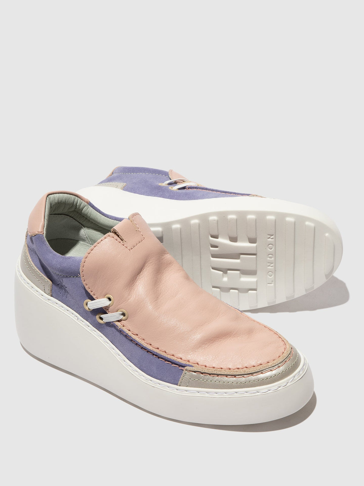 Sapatilhas em pele FLY London DAVY prateado rosa violeta — pormenor da sola