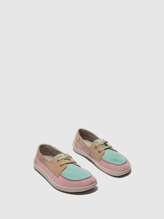 Sapatos em pele camurça FLY London NELT rosa menta taupe