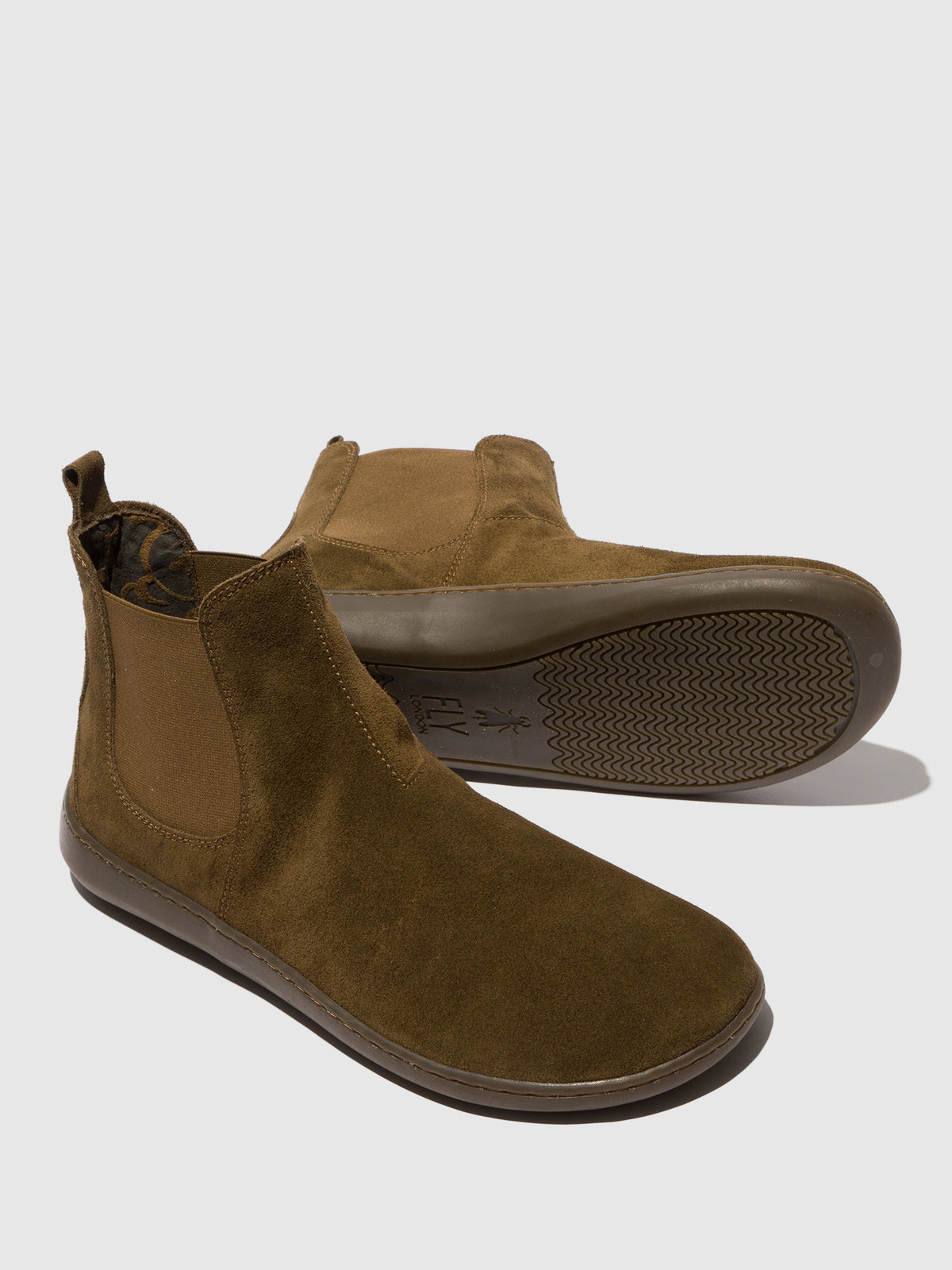 Botins em camurça FLY London COID verde-lodo
