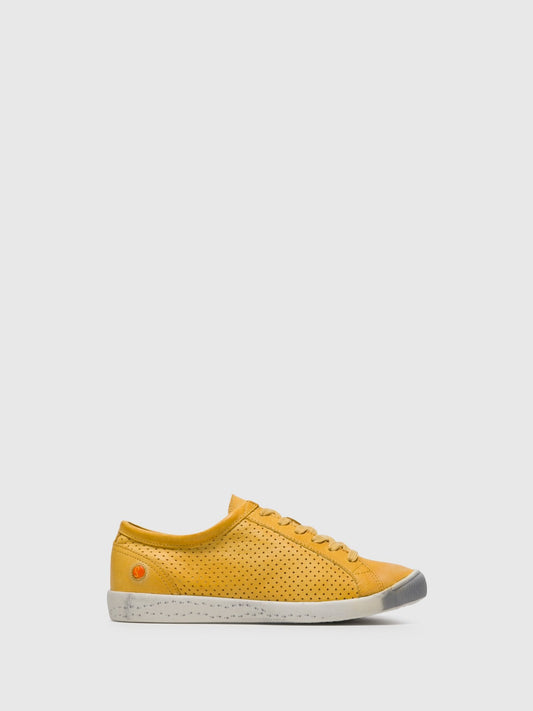 Sapatilhas com atacadores em pele suave Softinos ICA388SOF amarelo