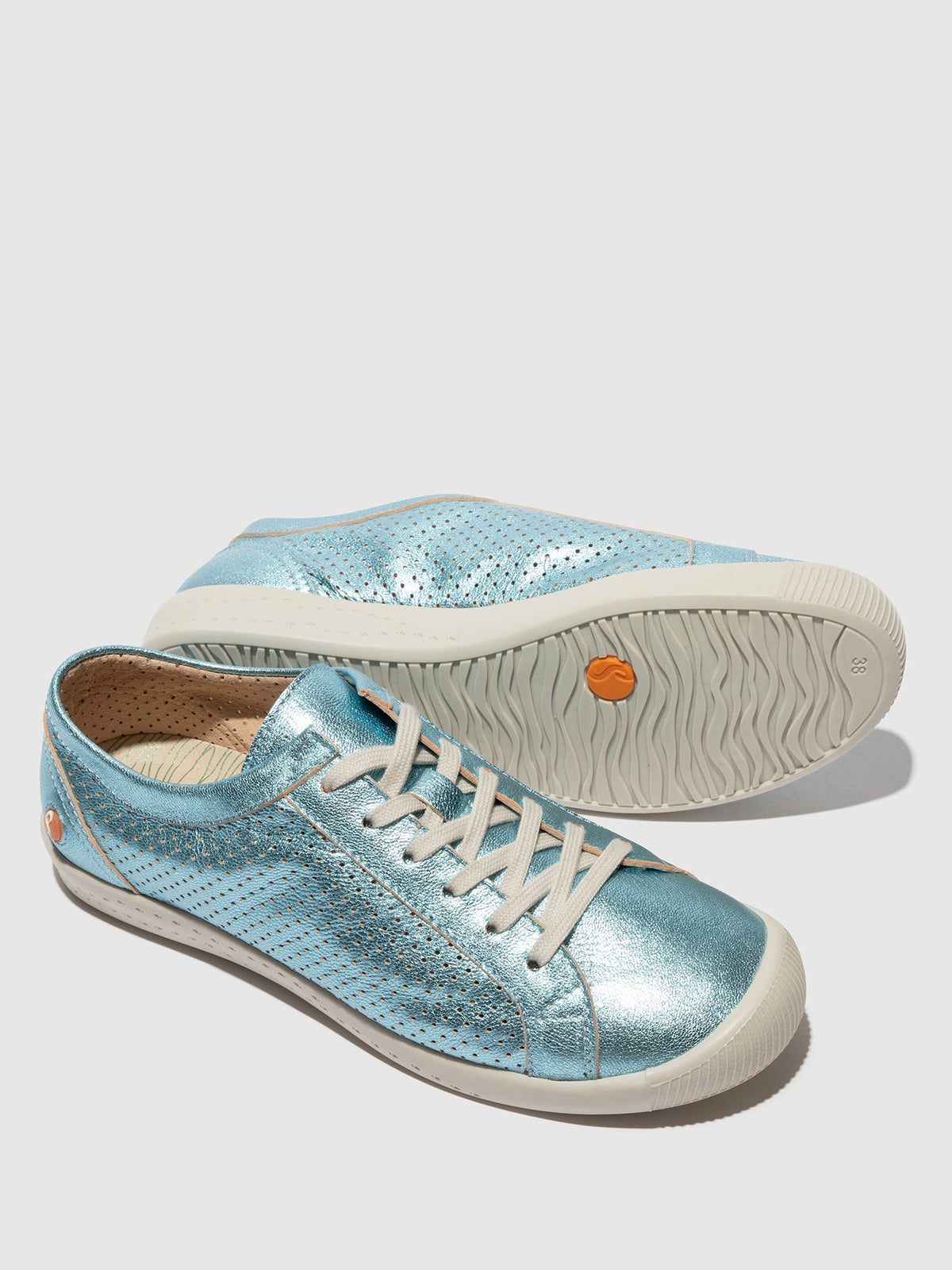 Sapatilhas com atacadores em pele suave Softinos ICA388SOF laminado azul mar
