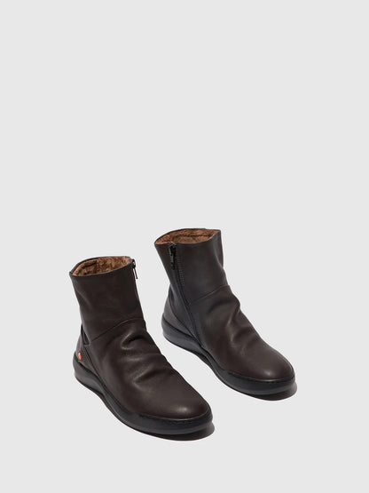 Botins com fecho em pele suave Softinos BLER castanho escuro