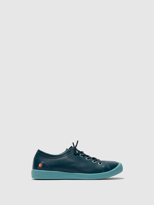 Sapatilhas com elásticos em pele suave Softinos ISLAII azul denim