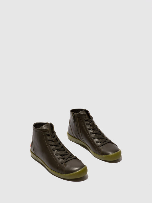 Botins com atacadores em pele suave Softinos IBBI653SOF verde militar