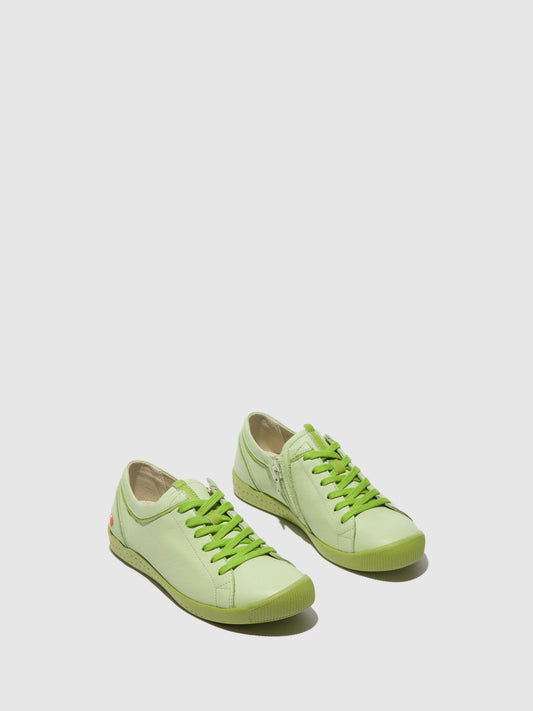 Sapatilhas com atacadores em pele suave Softinos IBBA691SOF verde-claro liso