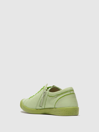 Sapatilhas com atacadores em pele suave Softinos IBBA691SOF verde-claro liso