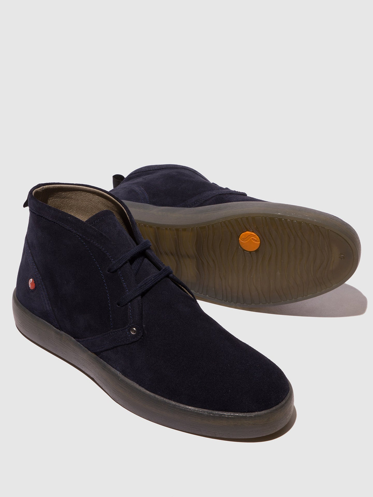 Botins com atacadores em pele suave Softinos RUSK704SOF azul-marinho