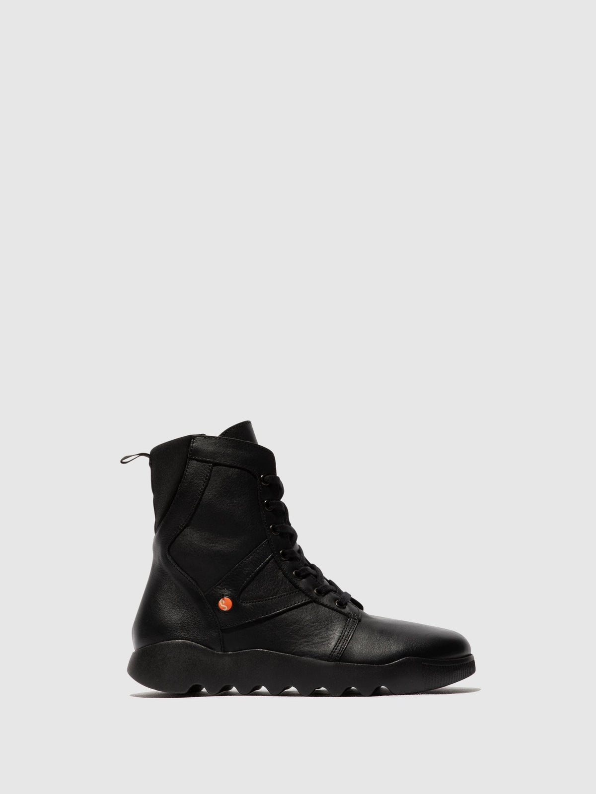 Botas com atacadores em pele suave Softinos WIDI728SOF preto com neoprene preto