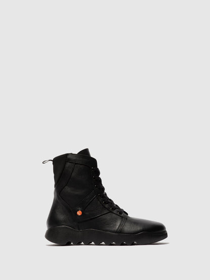 Botas com atacadores em pele suave Softinos WIDI728SOF preto com neoprene preto