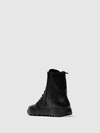 Botas com atacadores em pele suave Softinos WIDI728SOF preto com neoprene preto