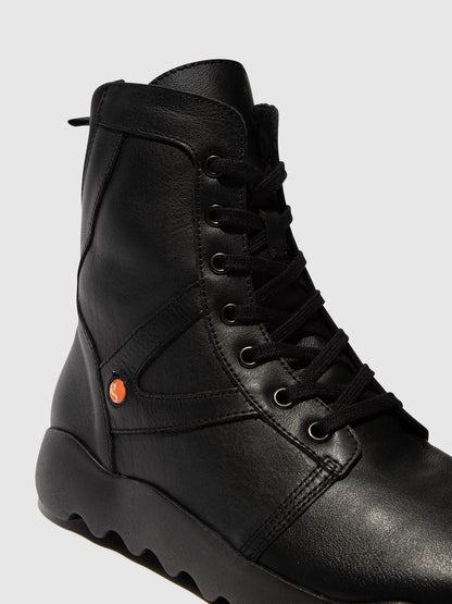 Botas com atacadores em pele suave Softinos WIDI728SOF preto com neoprene preto