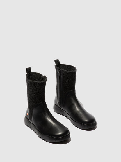 Botins com fecho em pele suave Softinos WUMI773SOF preto/feltro antracite