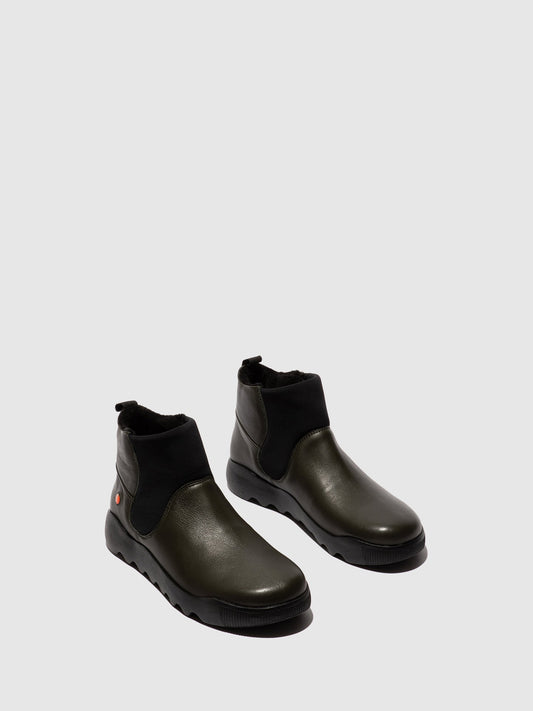 Botins com elásticos em pele suave Softinos WARY802SOF verde militar