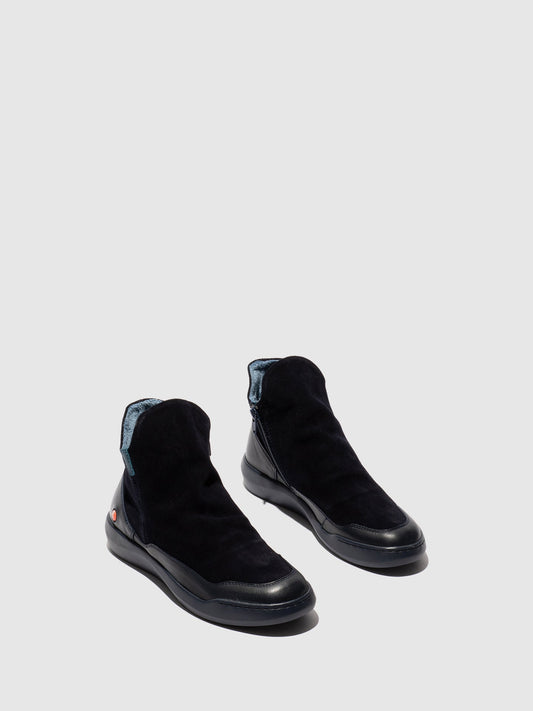 Botins com fecho em pele suave Softinos BUDY805SOF azul-marinho/azul denim