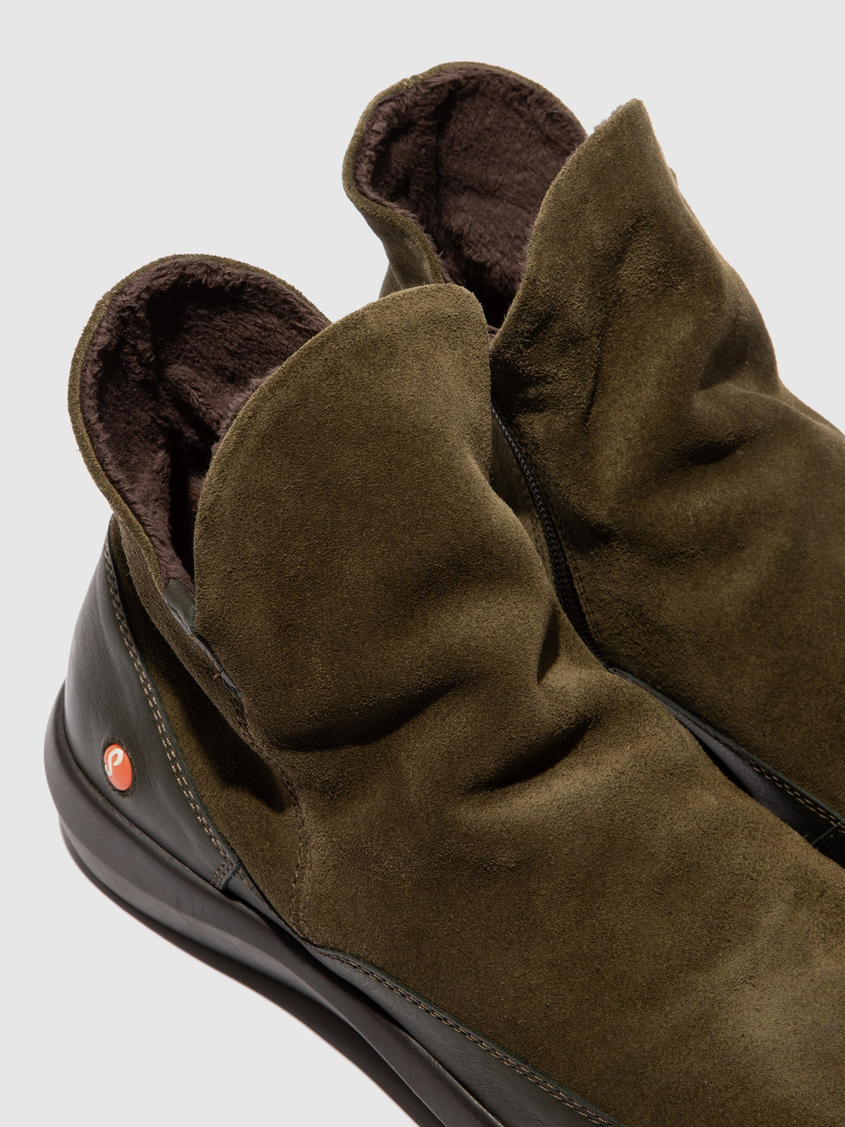 Botins com fecho em pele suave Softinos BUDY805SOF verde militar/castanho escuro