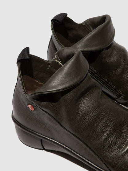Botins com fecho em pele suave Softinos RARA808SOF verde militar