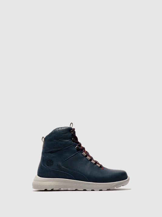 Botins com Atacadores em Pele Fred & Frederico RAIK Azul e Bordô