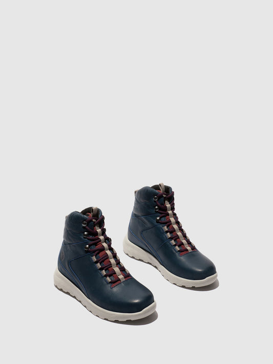 Botins com Atacadores em Pele Fred & Frederico RAIK Azul e Bordô
