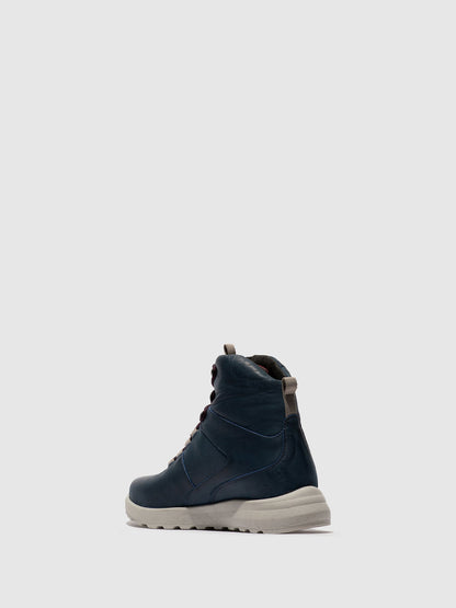 Botins com Atacadores em Pele Fred & Frederico RAIK Azul e Bordô