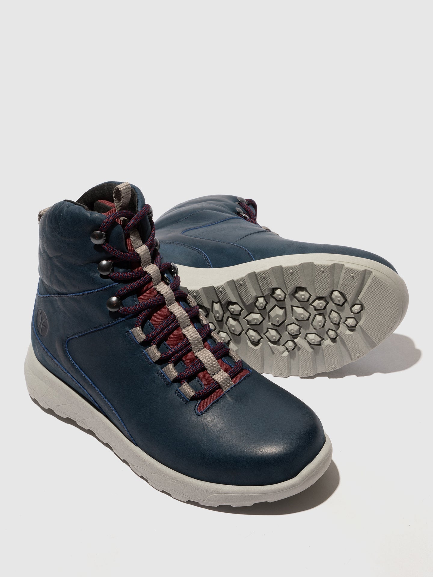 Botins com Atacadores em Pele Fred & Frederico RAIK Azul e Bordô