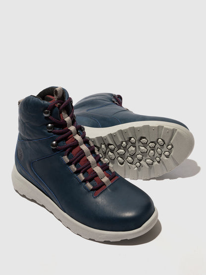 Botins com Atacadores em Pele Fred & Frederico RAIK Azul e Bordô