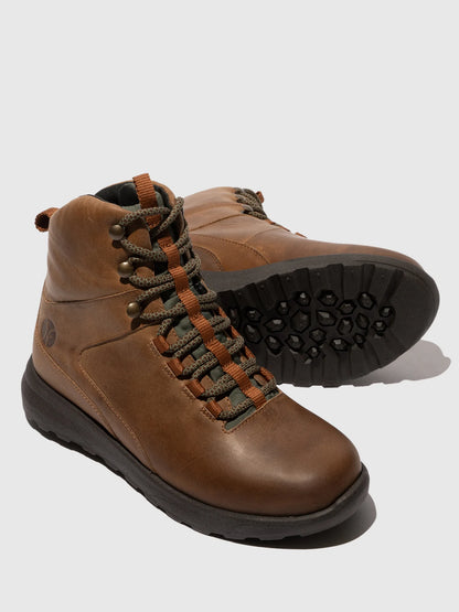 Botins com Atacadores em Pele Fred & Frederico RAIK Camel