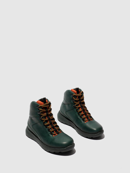 Botins com Atacadores em Pele Fred & Frederico RAIK Verde e Brick