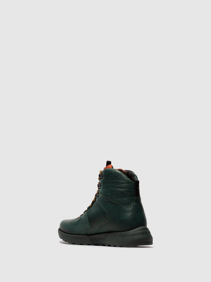 Botins com Atacadores em Pele Fred & Frederico RAIK Verde e Brick