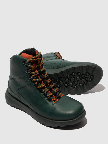 Botins com Atacadores em Pele Fred & Frederico RAIK Verde e Brick